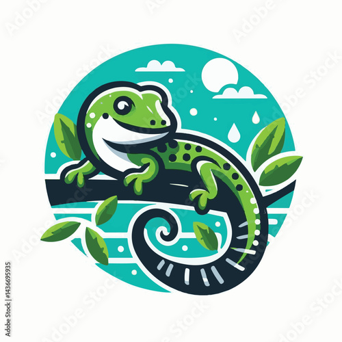 lizard, reptile, gecko, nature, animal, wildlife, isolated, tropical, wild, exotic, green, vector, illustration, cartoon, iguana, tail, white, salamander, design, icon, pet, color, zoo, background, ar