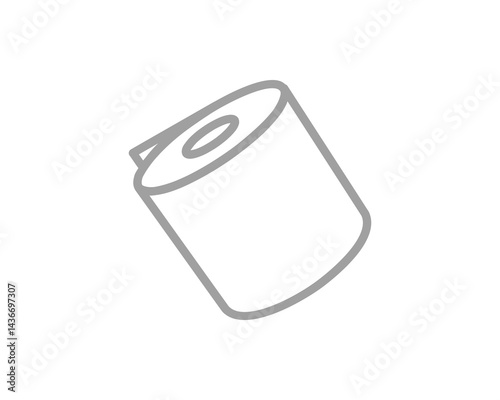Simple yet versatile gray line art illustration of a roll of paper.  Perfect for websites, apps, or presentations needing a clean, minimalist aesthetic.