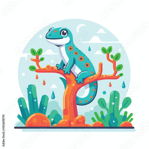 lizard, reptile, gecko, nature, animal, wildlife, isolated, tropical, wild, exotic, green, vector, illustration, cartoon, iguana, tail, white, salamander, design, icon, pet, color, zoo, background, ar