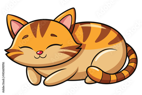 Cat cartoon sleeping isolated illustration on white background.
