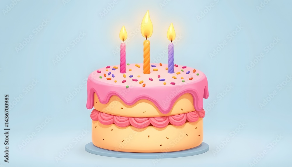 Cute Birthday Cake with Candles Cute Birthday Cake with Candles