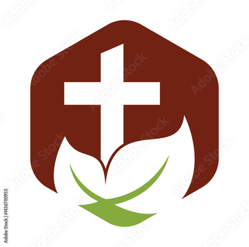Tree religious cross symbol icon vector design. Cross tree logo design. Tree church logo.