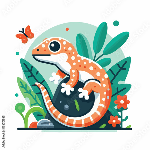 lizard, reptile, gecko, nature, animal, wildlife, isolated, tropical, wild, exotic, green, vector, illustration, cartoon, iguana, tail, white, salamander, design, icon, pet, color, zoo, background, ar