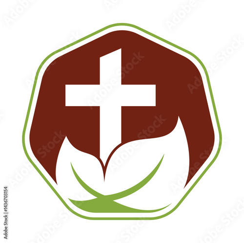 Tree religious cross symbol icon vector design. Cross tree logo design. Tree church logo.