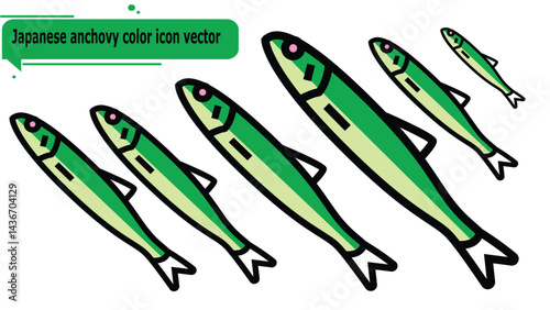Japanese anchovy color icon vector