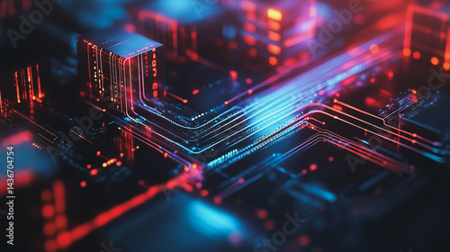 Wallpaper Mural Night lights, a city of modern business and smart digital innovation with a network of interconnected rewards over the cityscape of the future smart wireless digital city and social media network that Torontodigital.ca