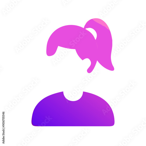 Vibrant gradient silhouette of female with ponytail avatar for modern digital design and creative social media profile