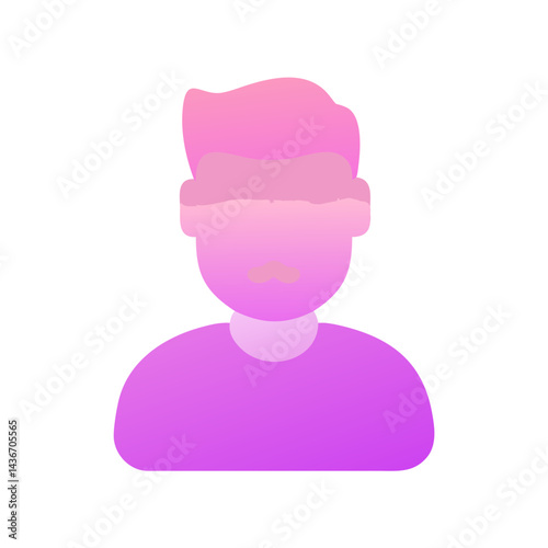 Vibrant silhouette middle aged man avatar in diagonal gradient: creative digital artwork for designer use
