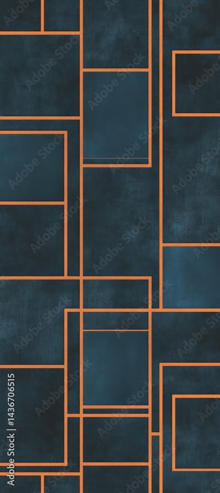 Fototapeta premium Abstract geometric teal wall design. Modern interior background