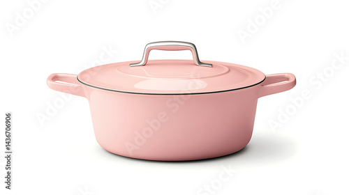 A pink pot with a lid and handles.