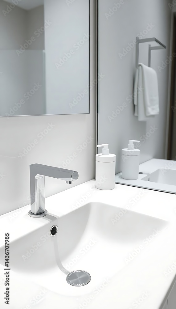 Fototapeta premium bathroom sink with a soap dispenser next to it