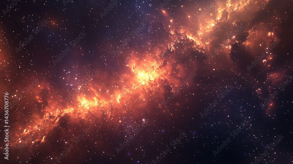 Fototapeta premium Fiery nebulae ignite the cosmos.
