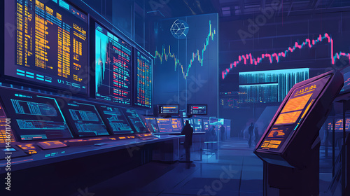 Depiction of a high-tech stock market trading platform for investments (4)
