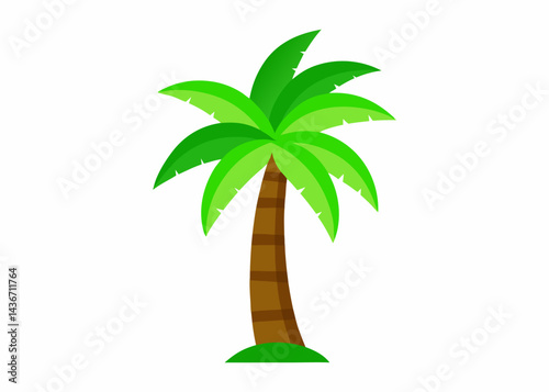 Palm Tree Illustration: A vibrant illustration captures a lush green palm tree against a plain backdrop, evoking the serenity of tropical scenes.
