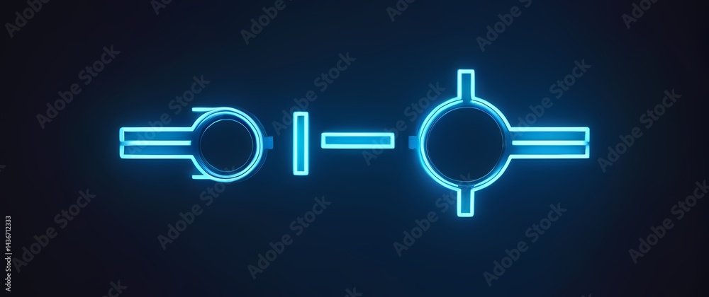 Glowing neon plus and minus symbols floating over gradient blue background for dynamic educational graphics Glowing neon plus and minus symbols floating over gradient blue background for dynamic educational graphics