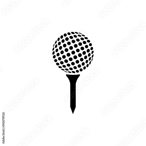Golf ball on tee. Featherie ball on tee on top, representing the sport of golf. Vector illustration