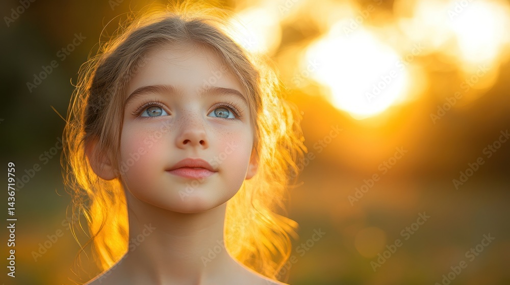 Fototapeta premium Child gazing at sunset
