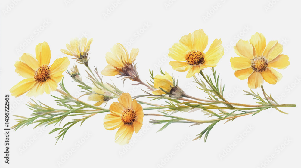 watercolor botanical Chamomile flowers texture template background.Elegant wedding invitation card background . Minimal hand painted Design for wedding or Valentine's Day watercolor botanical Chamomile flowers texture template background.Elegant wedding invitation card background . Minimal hand painted Design for wedding or Valentine's Day