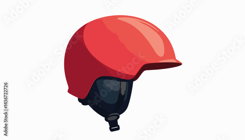 Stylish red ski helmet illustration, safety and adventure concept