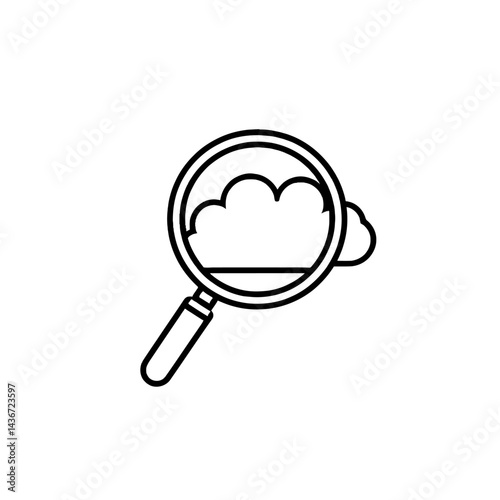The icon for cloud research is depicted as a doodle design featuring a cloud under a magnifying glass