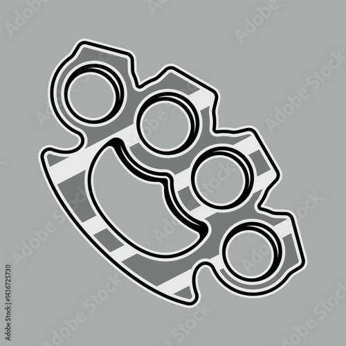 Brass knuckles vector illustration in black tattoo style. Perfect for emblem, badge, t-shirt or retro inspired designs. Detailed vintage artwork with bold, hardcore aesthetics