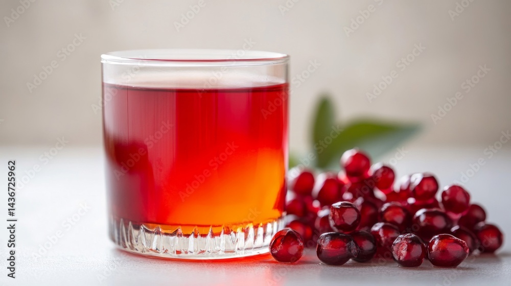 Glass of Red Pomegranate Juice with Seeds Glass of Red Pomegranate Juice with Seeds