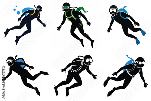 Scuba Diving Clipart Vector Set