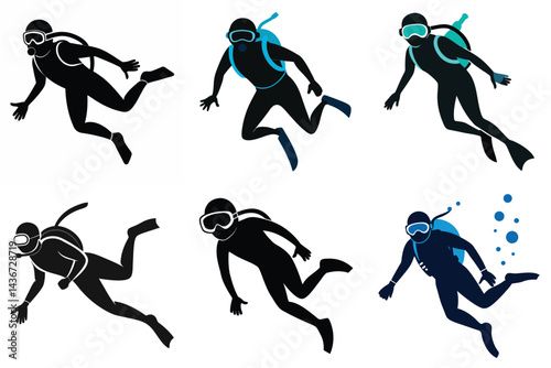 Ocean Life Scuba Diving Vector Artwork
