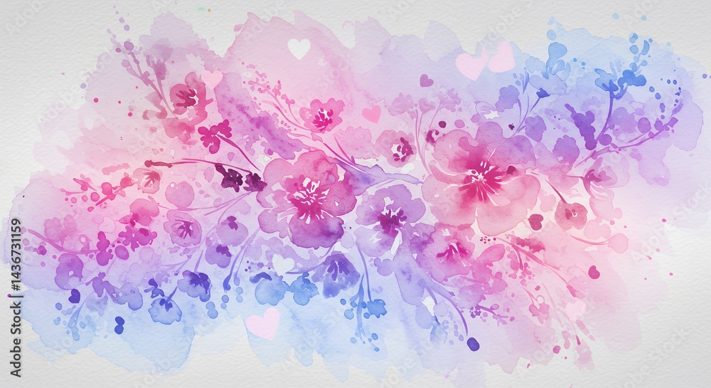 Fototapeta premium Pastel watercolor flowers design