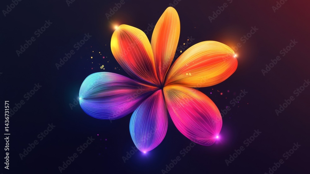 Fototapeta premium Abstract Glowing Colorful Flower on Dark Background