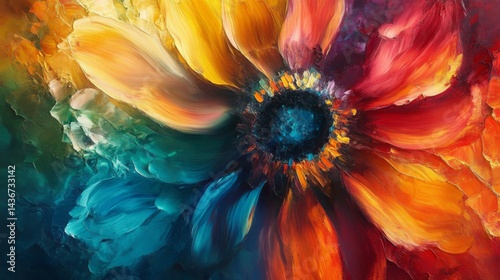 Vibrant Abstract Floral Painting with Bold Colors