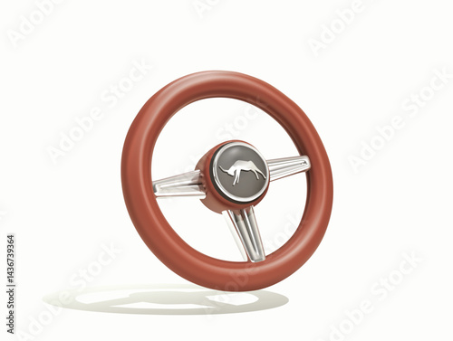 Retro Car Steering Wheel vector 3d illustration icon.