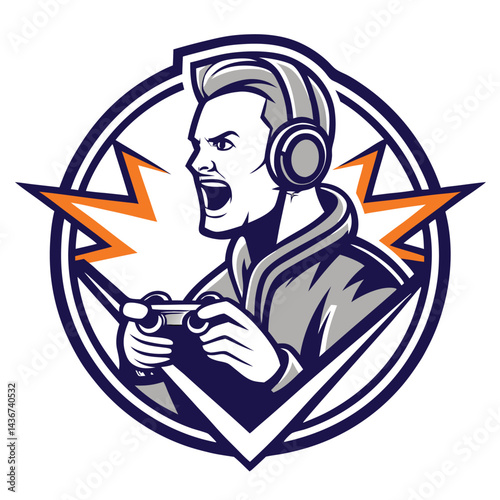 Gamer with headphones and controller
