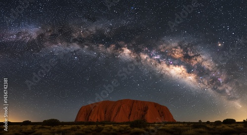 Uluru Under Milky Way Awe-inspiring Night Sky Landscape