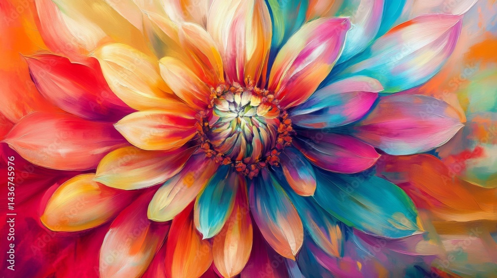 Obraz premium Vibrant Colorful Flower Painting Close Up