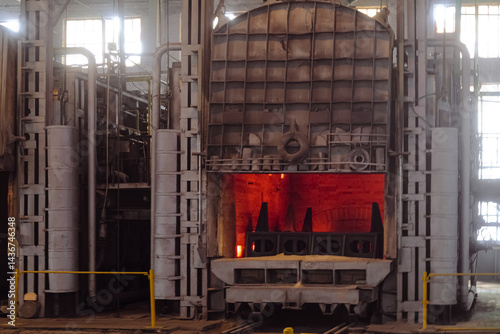 Steel-making gas furnace of metalworking shop lined with brick