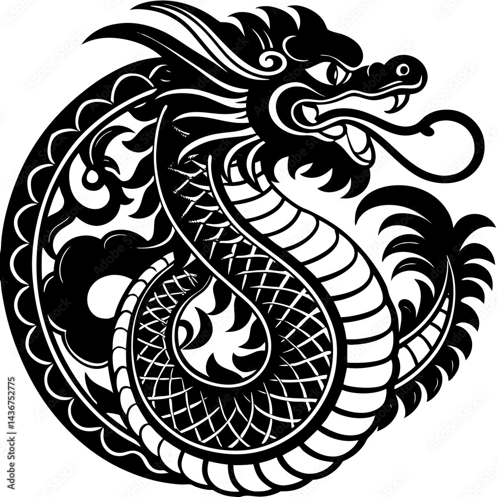 Fototapeta premium Creative Dragon Symbol Icon Vector Illustration | Mythical Creature Design for Fantasy, Culture, and Logo Projects
