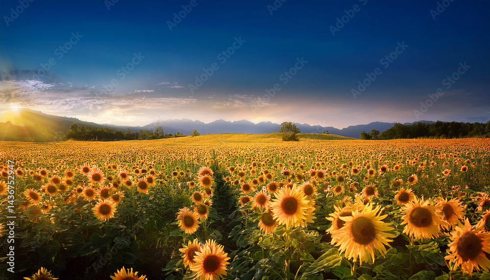 Fototapeta premium blooming sunflower field
