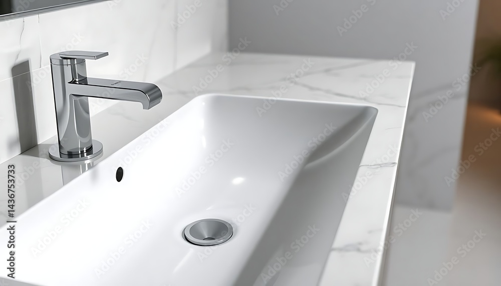 Fototapeta premium white bathroom sink with a chrome faucet