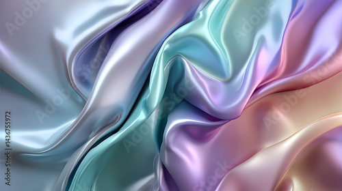 Shiny holographic background with smooth gradients of pastel violet, mint, and pink shades.