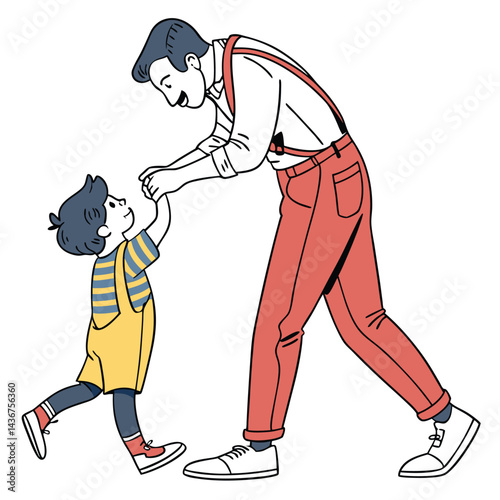 Father and son holding hands