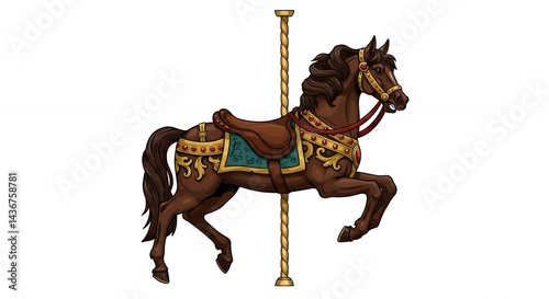 Vintage carousel horse illustration