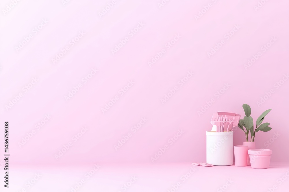 Pink minimalist home decor scene Pink minimalist home decor scene