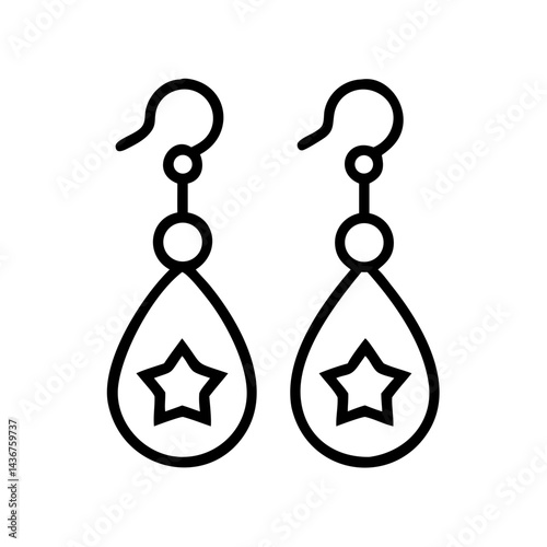 Stylish Star-Shaped Earrings in Minimalist Design, icon, vector  