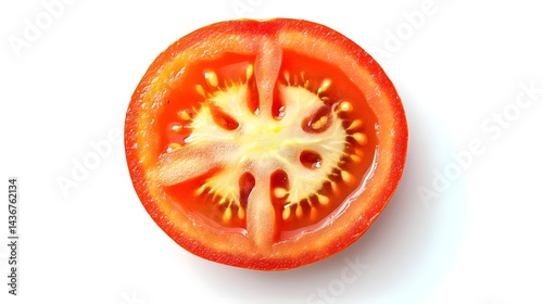 Wallpaper Mural Fresh Red Tomato Slice on White Background in Realistic Photography Torontodigital.ca
