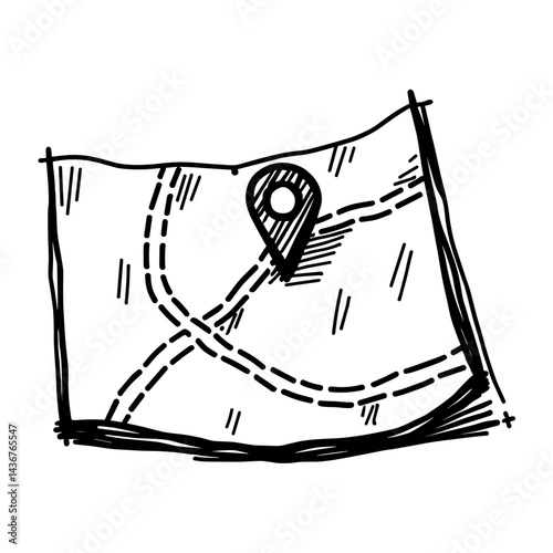 Hand-drawn treasure map with marked path icon symbolizing adventure treasure hunting RPG exploration fantasy quests pirate journeys and hidden rewards