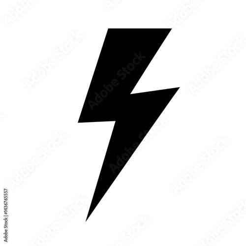 Minimalistic black lightning bolt symbol on white background - concept of energy power gaming fast boost electric shock battle UI