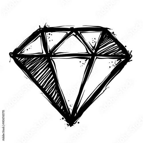 Hand-drawn rough sketch diamond symbolizing hidden treasure fantasy gem reward precious loot RPG mystery and adventure