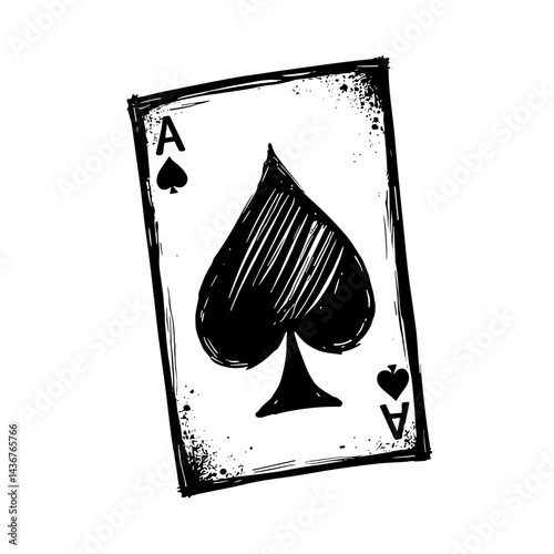 Old ace of spades playing card symbolizing gambling luck risk casino game magic fantasy quest reward gaming poker adventures