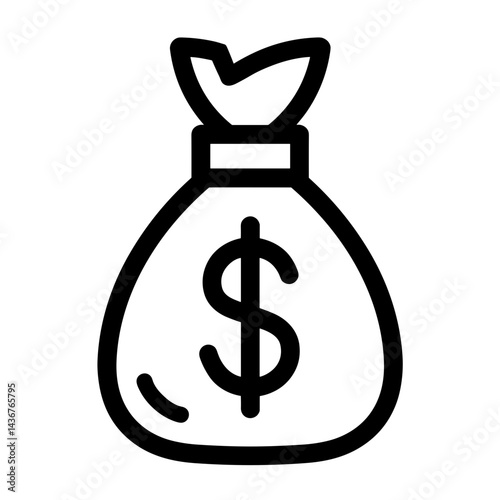 Simple money bag icon representing wealth prize cash gambling reward financial success fortune business and RPG treasure hunts